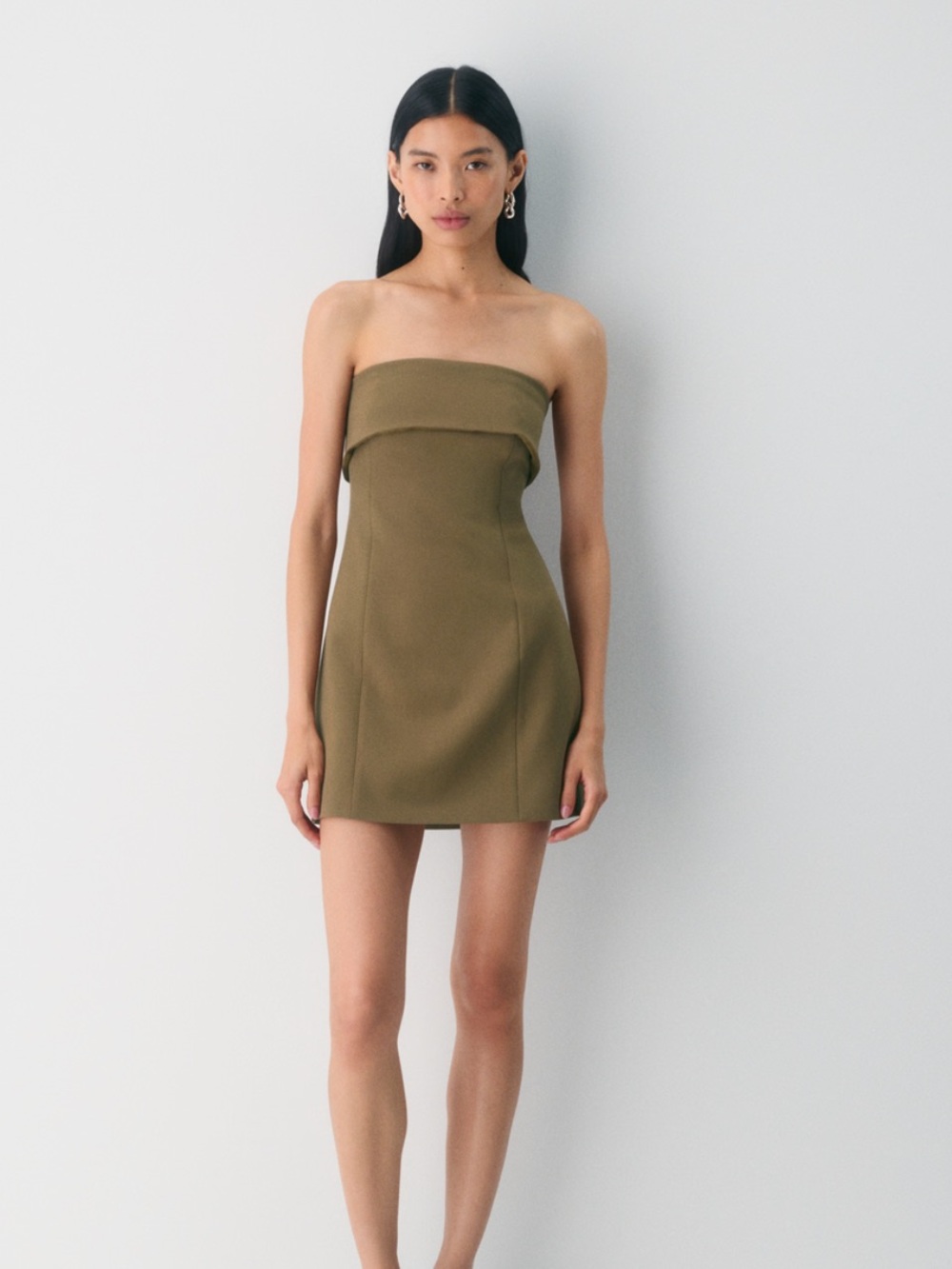 Aritzia Strapless Olive Mini Dress - Women - size 10